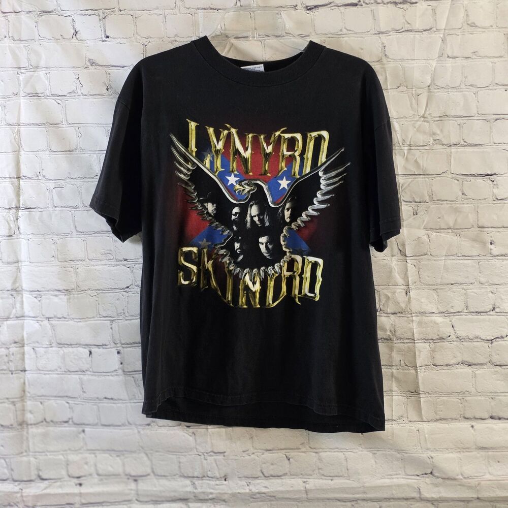 Lynyrd Skynyrd 2000 Men's Large Black Band Eagle Cow Skull T-Shirt